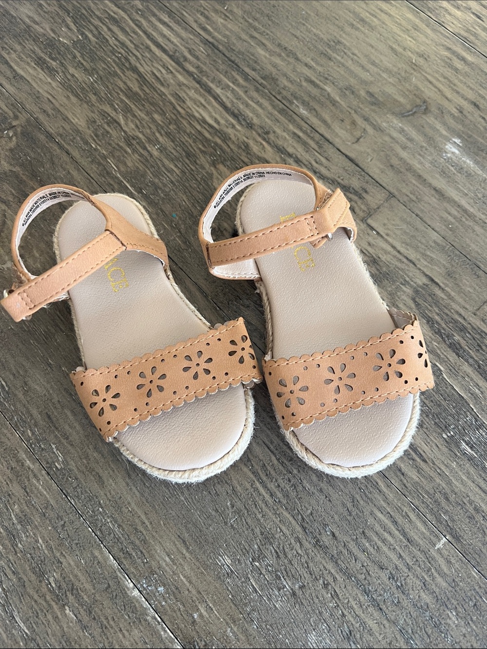 The Children's Place Tan Floral Cutout Toddler Sandals